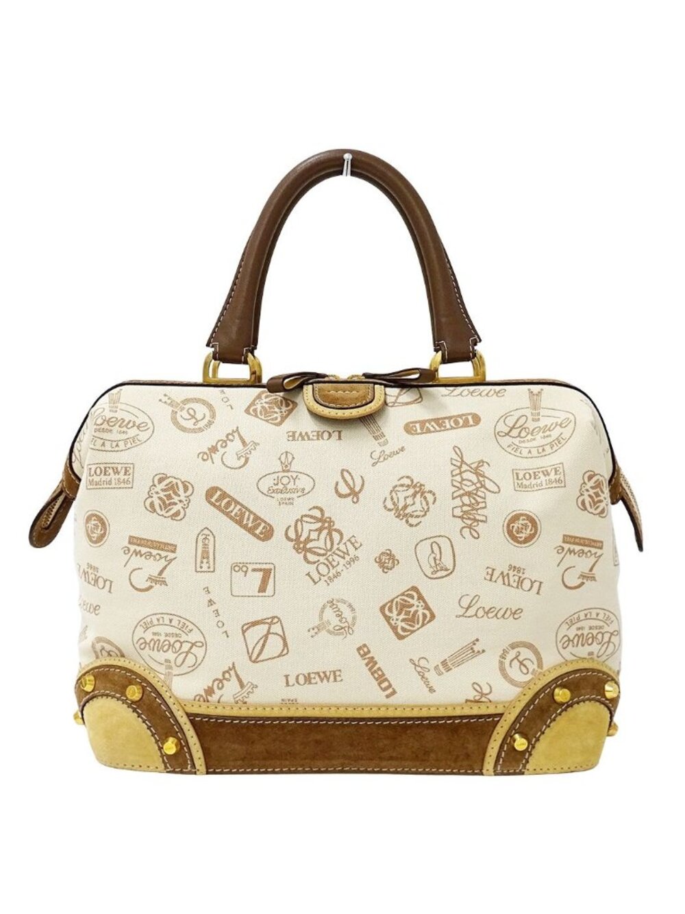 Loewe Canvas Beige Brown Mini Boston Bag